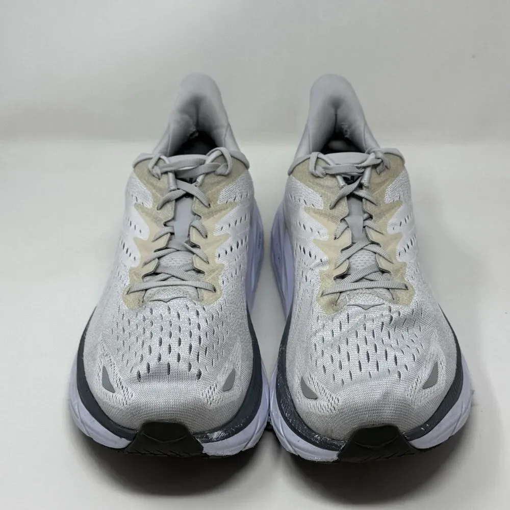 Hoka One One Clifton 8 Shoes Mens 15 2E Wide Lunar Gray Mesh Running Sneakers